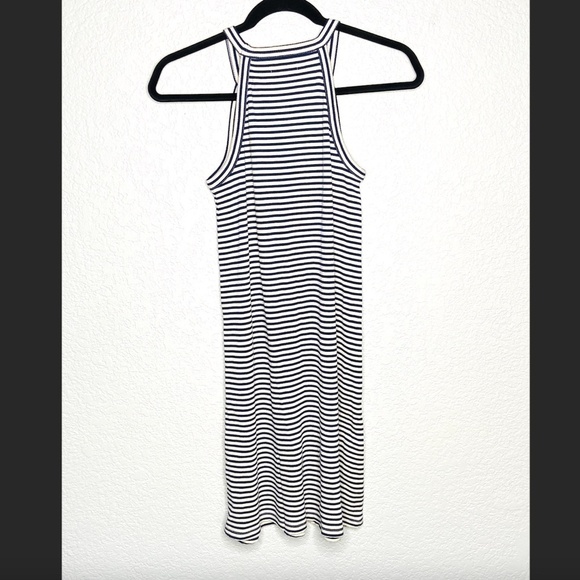 MADEWELL Navy Blue Cream Ribbed Halter Neck Shift Dress District Dress Size XXS - Picture 4 of 7